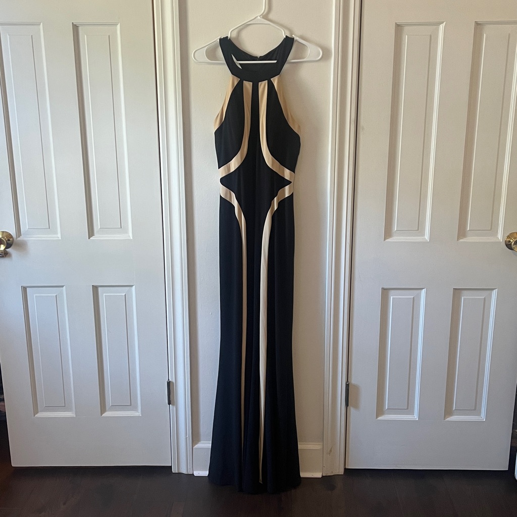 Faviana 7573 Black And Nude Formal Prom Homecoming Wedding Dress Size 8